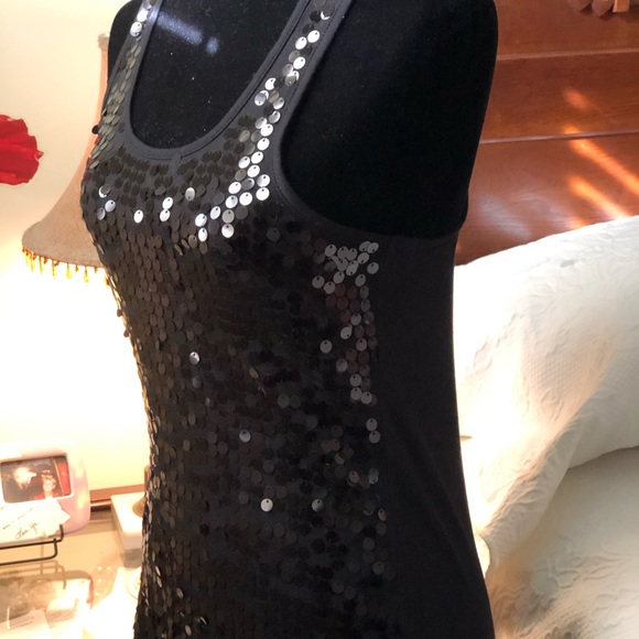 Wet Seal Black Sequin-front tank - Picture 2 of 6